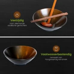 Greenwill Noodle Kom Set – Luxe Japans Servies Voor 2 Personen – Duurzame Keramieke Soepkommen – Inclusief Chopsticks Eetlepels En Houders -Bestek Verkoop 1200x1200 177
