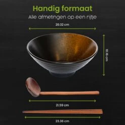 Greenwill Noodle Kom Set – Luxe Japans Servies Voor 2 Personen – Duurzame Keramieke Soepkommen – Inclusief Chopsticks Eetlepels En Houders -Bestek Verkoop 1200x1200 182
