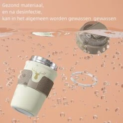 Floraweg Cup - Drinkbeker To GO- Lekvrij Dubbelwandig ,RVS 316, Thermosbeker Koffiebeker- Koffie En Thee - 400ml Waarschuw En Koud Drankje- Grijs -Bestek Verkoop 1200x1200 23