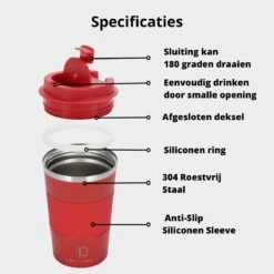 Castagnola Design RVS Koffiebeker To Go - Rood - 380ml - Thermosbeker - Theebeker -Bestek Verkoop 1200x1200 243