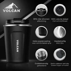Volcan RVS Koffiebeker To Go - Thermosbeker - Theebeker - Coffee - Zwart -Bestek Verkoop 1200x1200 272