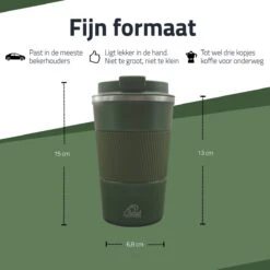 GOAT Outdoor RVS Koffiebeker To Go - Thermosbeker - Theebeker - Reisbeker - Lekvrij - 380ml - Groen -Bestek Verkoop 1200x1200 321
