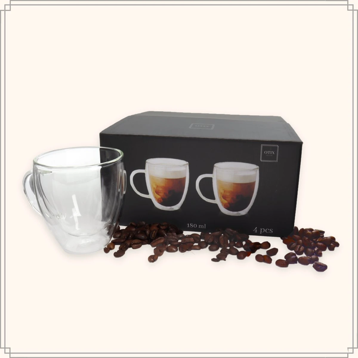 OTIX Dubbelwandige Koffieglazen - Koffiekopjes - 180 Ml - Set Van 4 - Transparant - Latte Macchiato Glazen 3 OTIX Dubbelwandige Koffieglazen - Koffiekopjes - 180 Ml - Set Van 4 - Transparant - Latte Macchiato Glazen