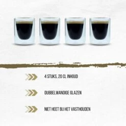 Orange85 Espresso Glazen - Set Van 4 - Kopjes - Dubbelwandig - Glas - 80ml - 5.5 X 7.5 Cm - Koffiekopjes -Bestek Verkoop 1200x1200 423