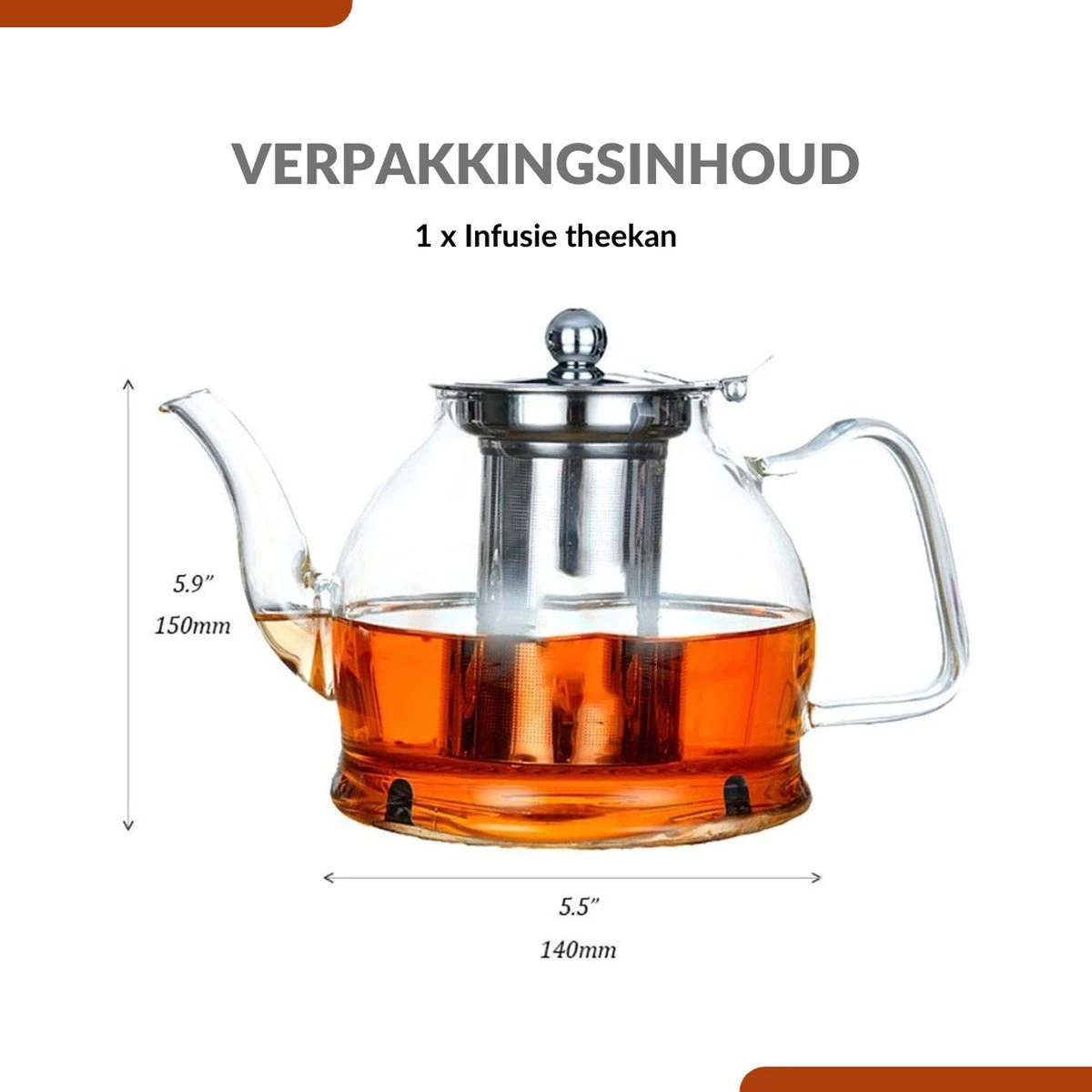 SensaHome - Infuser Theekan/Theepot - Transparant - Glas 15 SensaHome - Infuser Theekan/Theepot - Transparant - Glas - Afbeelding 13