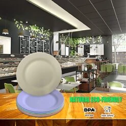 Onbreekbare Borden Van 25 Cm, 6-delige Set, Herbruikbare Platte Borden Met Luffas-afwasborstels, Eetborden, Kunststof, Licht Voor Feestjes, Kamperen, BBQ/pizza, Magnetronbestendig, Vaatwasmachinebestendig, BPA-vrij (veelkleurig) -Bestek Verkoop 1200x1200 584