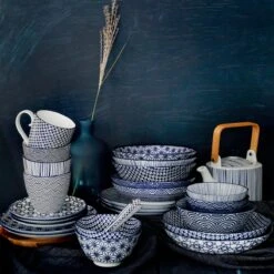 Tokyo Design Studio | Nippon Blue | Set Van 4 Borden Ø 25,7 Cm | Porselein -Bestek Verkoop 1200x1200 610