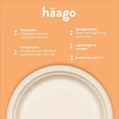 Haago 100 Biologisch Afbreekbare Ronde Borden Set Van Suikerriet, Large (26cm) En Small (18cm) - Milieuvriendelijk En Composteerbaar -Bestek Verkoop 1200x1200 625