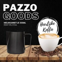 Merkloos Pazzo Goods - Melkkan - Melkkannetje Opschuim - Zwart - 350 Ml - Premium Kwaliteit - RVS - -Bestek Verkoop 1200x1200 648