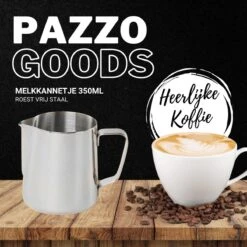 Merkloos Pazzo Goods - Melkkan - Melkkannetje Opschuim - Zilver - 350 Ml - Premium Kwaliteit - RVS - -Bestek Verkoop 1200x1200 658