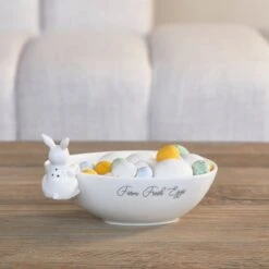 Riviera Maison Eierschaal Paasdecoratie, Eierhouder - Fresh Farm Eggs Bowl - Wit - Porselein - Giftbox -Bestek Verkoop 1200x1200 722
