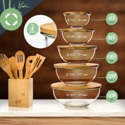 Klarstein Glazen Serveerschaal Met Bamboe Deksel - Afwasmachinebestendig - Veelzijdig Inzetbaar -Bestek Verkoop 1200x1200 758