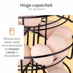 Goliving Eierrek - Eierhouder - Eiermand - Eieren Bewaren - Draaibaar - Ruimtebesparend - RVS - Zwart -Bestek Verkoop 1200x1200 766