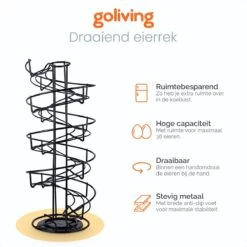 Goliving Eierrek - Eierhouder - Eiermand - Eieren Bewaren - Draaibaar - Ruimtebesparend - RVS - Zwart -Bestek Verkoop 1200x1200 768