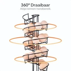 Goliving Eierrek - Eierhouder - Eiermand - Eieren Bewaren - Draaibaar - Ruimtebesparend - RVS - Zwart -Bestek Verkoop 1200x1200 770