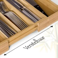 AWEMOZ Bestekbak – Bamboe Besteklade Uitschuifbaar – 5/7 Vakken - Bestekcassette - Bestekhouder Hout - Lade Organizer - Bestek Opbergen - 45 Cm Lang X 30-43 Cm Breed X 4 Cm Hoog -Bestek Verkoop 1200x1200 833