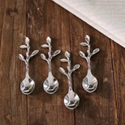 Riviera Maison Thee Lepels - Lovely Leaf Spoon - Zilver - Set 4 Stuks -Bestek Verkoop 1200x1200 836