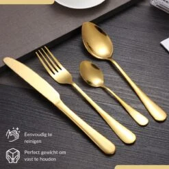 SensaHome - 20-Delige Bestek Set - Inclusief Mes/Vork/Lepel - 4 Personen - Goud -Bestek Verkoop 1200x1200 859