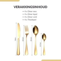 SensaHome - 20-Delige Bestek Set - Inclusief Mes/Vork/Lepel - 4 Personen - Goud -Bestek Verkoop 1200x1200 860