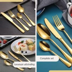 SensaHome - 20-Delige Bestek Set - Inclusief Mes/Vork/Lepel - 4 Personen - Goud -Bestek Verkoop 1200x1200 867