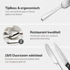 Deleca 6 Persoons Bestekset (36-delig) - Lepels, Messen, Vorken & Steakmessen - Vaatwasserbestendig - Zilver / RVS 17 Deleca 6 Persoons Bestekset (36-delig) - Lepels, Messen, Vorken & Steakmessen - Vaatwasserbestendig - Zilver / RVS -Bestek Verkoop 1200x1200 905