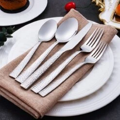 Deleca 6 Persoons Bestekset Deluxe (30-delig) - Vorken, Lepels En Messen - Vaatwasserbestendig - Gehamerd - Zilver / RVS -Bestek Verkoop 1200x1200 909