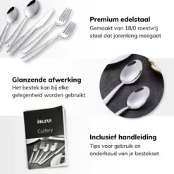 Deleca 6 Persoons Bestekset Deluxe (30-delig) - Vorken, Lepels En Messen - Vaatwasserbestendig - Gehamerd - Zilver / RVS -Bestek Verkoop 1200x1200 910