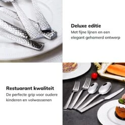 Deleca 6 Persoons Bestekset Deluxe (30-delig) - Vorken, Lepels En Messen - Vaatwasserbestendig - Gehamerd - Zilver / RVS -Bestek Verkoop 1200x1200 911