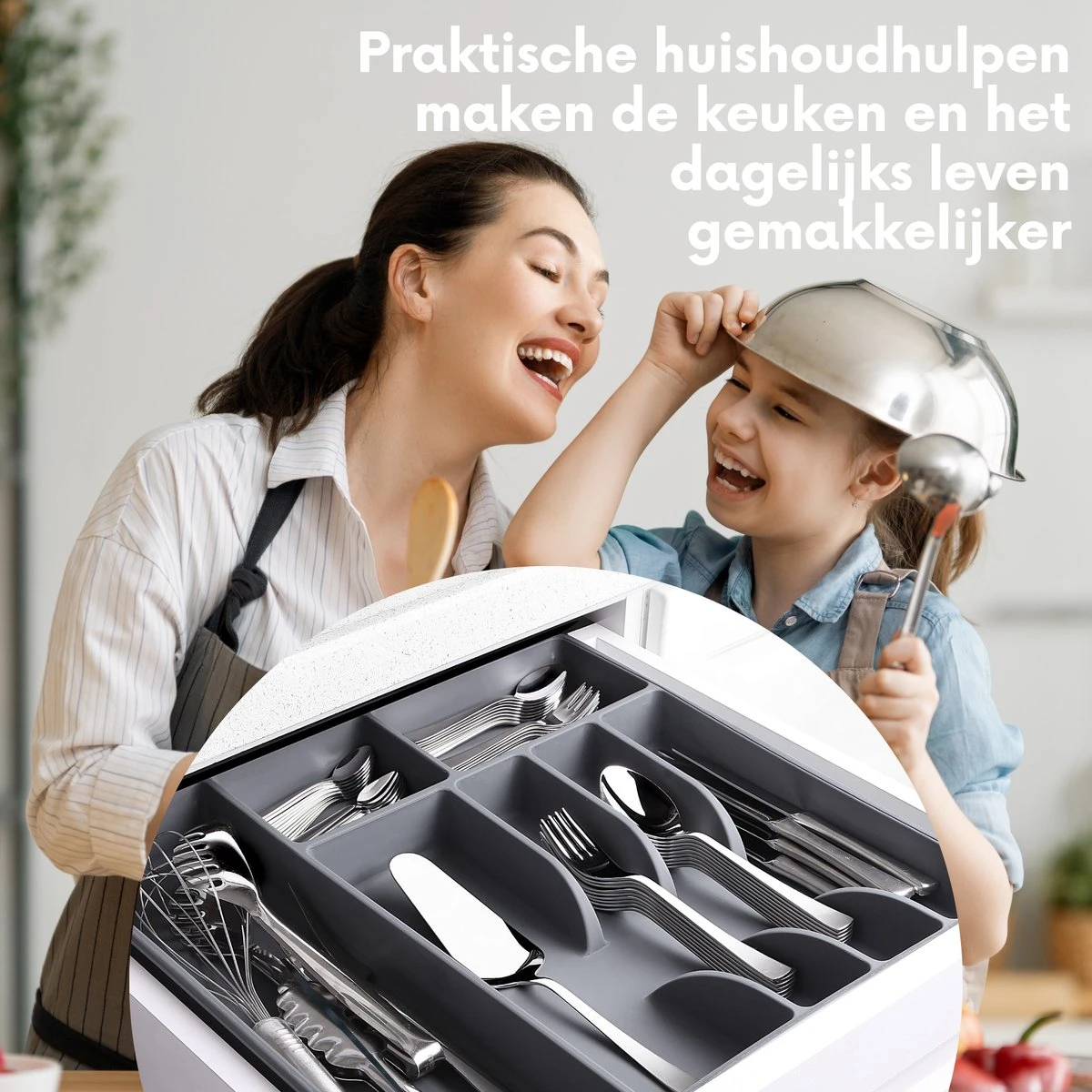 Emhouse XL Bestekcassette Bestekbak Kunststof Besteklade Bestekbak 43,5x42,5x4 Cm Wit 4 Emhouse XL Bestekcassette Bestekbak Kunststof Besteklade Bestekbak 43,5x42,5x4 Cm Wit - Afbeelding 2