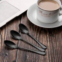 Alheco 6 Ovale Theelepels - 12.3cm - RVS Theelepeltjes - Zwart -Bestek Verkoop 1200x1200 998