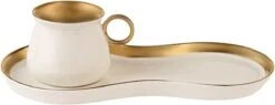 Karaca -Delon- Set Van 2 Koffiekopset-voor Twee Personen-Turkse Koffie-espresso-wit-gold-porselein- -Bestek Verkoop 1200x461