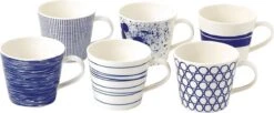 Royal Doulton Pacific - 6x Mok / Beker - Porselein - Wit / Blauw - 450 Ml - Set Van 6 Mokken -Bestek Verkoop 1200x495 1