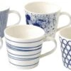 Royal Doulton Pacific - 6x Mok / Beker - Porselein - Wit / Blauw - 450 Ml - Set Van 6 Mokken -Bestek Verkoop 1200x495