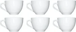 Merkloos Koffie Kopjes – Koffiekopjes – Koffiemokken – Cappuccino – Set Van 6 – Porselein – 250 Ml – Wit -Bestek Verkoop 1200x511