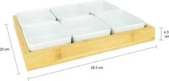 Krumble Borrelplank Met 6 Schaaltjes - Borrelplank - Tapasschaal - Serveerschaal Met Vakjes - Snackschaal - Snack- & Tappasschalen - Serveerplanken- Serveerschalen - Hout En Keramiek - 6 Delig Schaaltjes - Wit En Bruin -Bestek Verkoop 1200x571 1