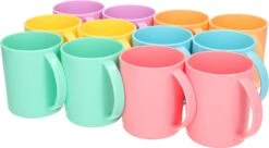 Merkloos 12x Gekleurde Drinkbekers/mokken Kunststof 350 Ml - Limonade Bekers - Campingservies/picknickservies -Bestek Verkoop 1200x663