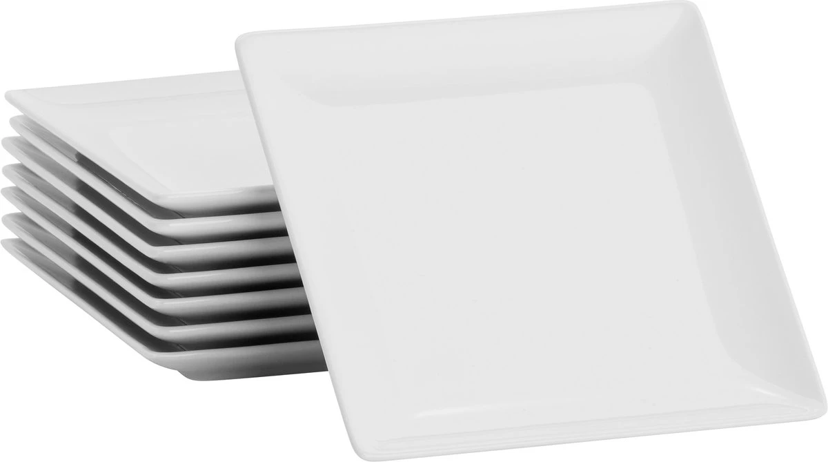 Lite-Body Hermes Gebaksbordjes - Set Van 8 Stuks - Ø16 Cm - Wit 3 Lite-Body Hermes Gebaksbordjes - Set Van 8 Stuks - Ø16 Cm - Wit