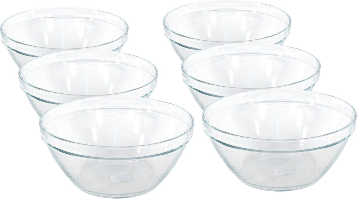 1x Glazen Chipsschalen/keukenschalen Pompei 26 Cm/3.6 Liter - Schalen/kommen/mengkommen Van Glas 4 1x Glazen Chipsschalen/keukenschalen Pompei 26 Cm/3.6 Liter - Schalen/kommen/mengkommen Van Glas - Afbeelding 2