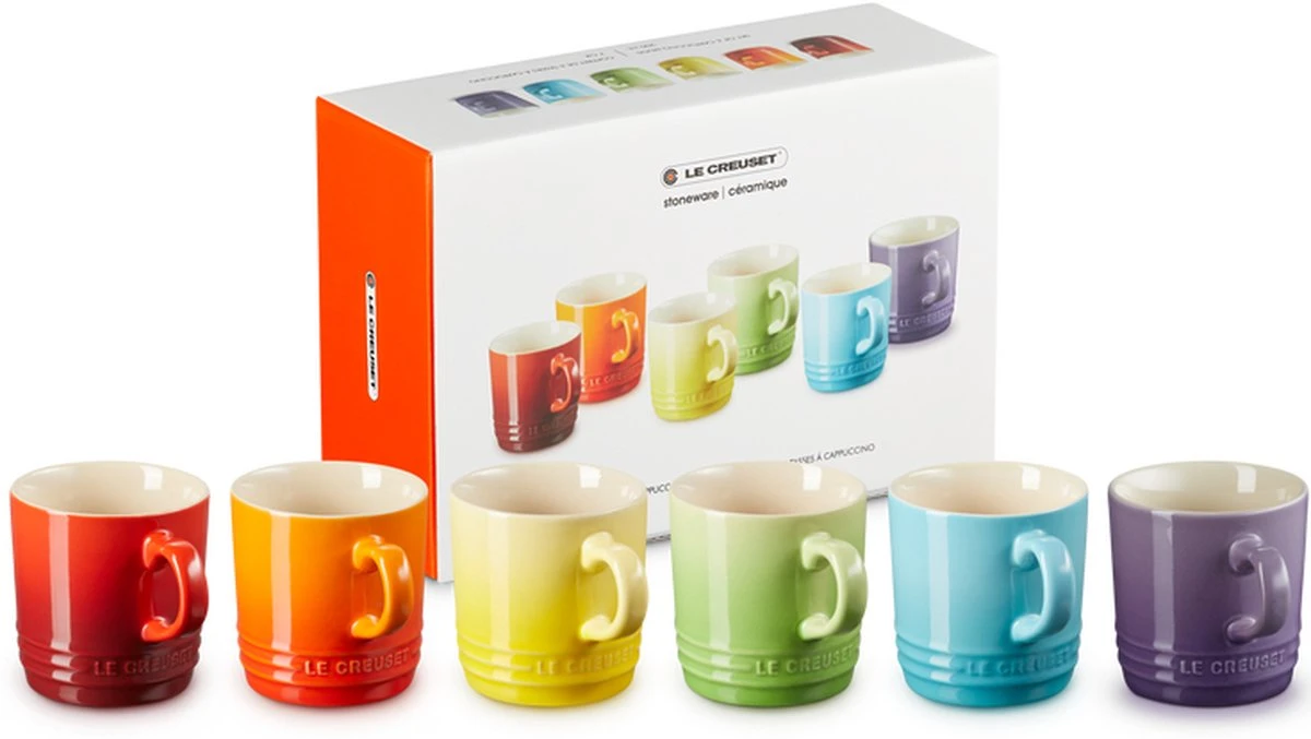 Le Creuset Set Van 6 Koffiebekers 200 Ml Regenboog Kleuren 3 Le Creuset Set Van 6 Koffiebekers 200 Ml Regenboog Kleuren