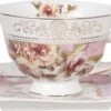 Clayre & Eef Kop En Schotel 200 Ml Roze Wit Porselein Rond Bloemen Servies Cadeau Voor Haar Cappuccino -Bestek Verkoop 1200x695