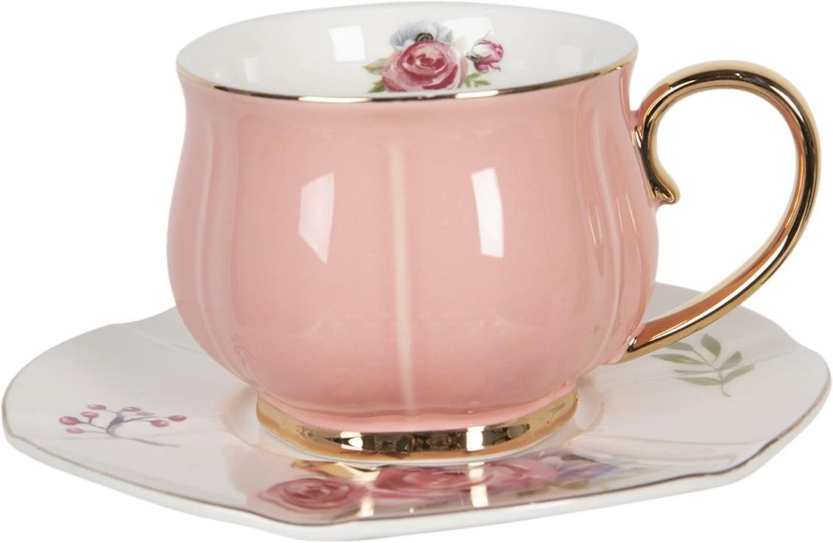 Clayre & Eef Kop En Schotel Set Van 6 250 Ml Meerkleurig Porselein Rond Bloemen Servies Cadeau Voor Haar Cappuccino 10 Clayre & Eef Kop En Schotel Set Van 6 250 Ml Meerkleurig Porselein Rond Bloemen Servies Cadeau Voor Haar Cappuccino - Afbeelding 8