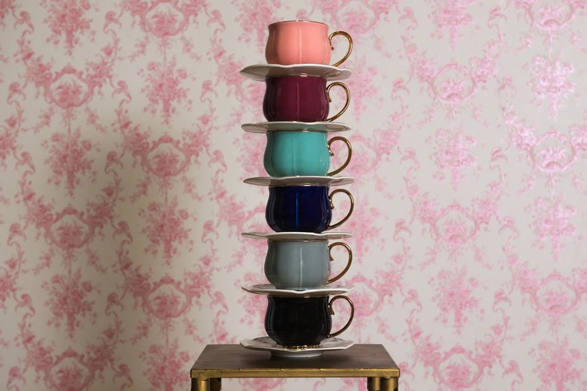 Clayre & Eef Kop En Schotel Set Van 6 250 Ml Meerkleurig Porselein Rond Bloemen Servies Cadeau Voor Haar Cappuccino 9 Clayre & Eef Kop En Schotel Set Van 6 250 Ml Meerkleurig Porselein Rond Bloemen Servies Cadeau Voor Haar Cappuccino - Afbeelding 7