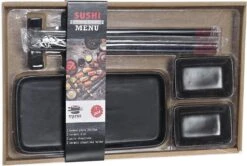 7-delige Sushi Serveer Set Aardewerk Voor 2 Personen Zwart - Sushi Servies 9 7-delige Sushi Serveer Set Aardewerk Voor 2 Personen Zwart - Sushi Servies -Bestek Verkoop 1200x805