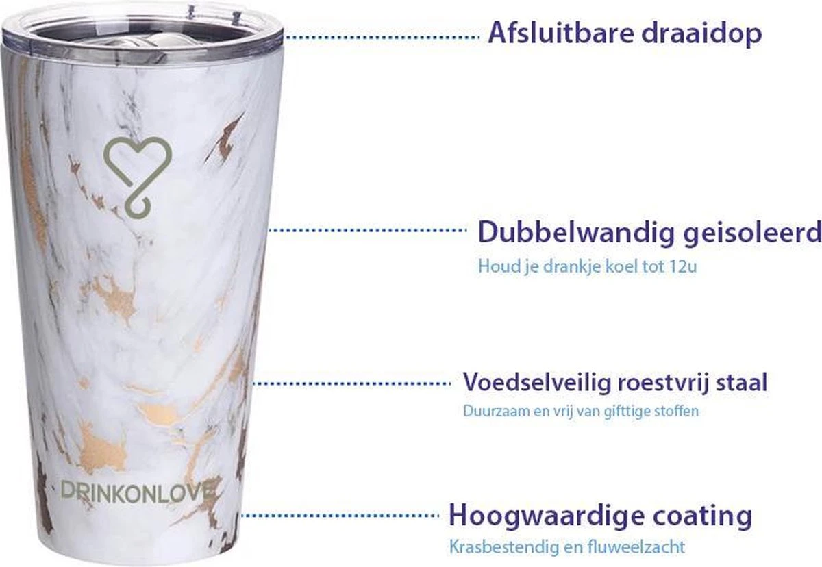 DRINKONLOVE - SHAKEY GOLD - Drinkbeker Met Rietje - RVS - 480 Ml 4 DRINKONLOVE - SHAKEY GOLD - Drinkbeker Met Rietje - RVS - 480 Ml - Afbeelding 2