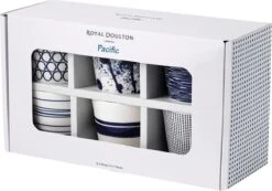 Royal Doulton Pacific - 6x Mok / Beker - Porselein - Wit / Blauw - 450 Ml - Set Van 6 Mokken -Bestek Verkoop 1200x842