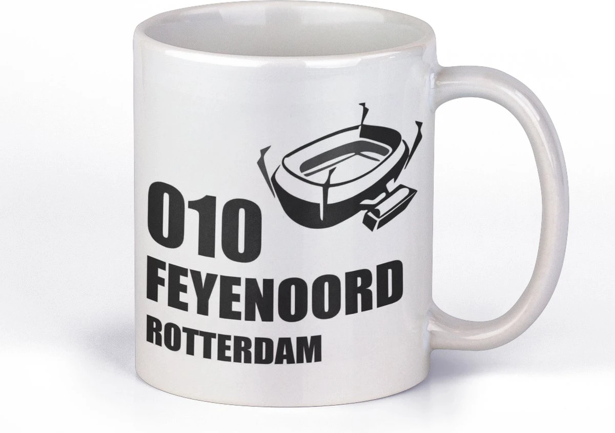 Mok Met ZWART Handvat | 010 Feyenoord Rotterdam | Met De Kuip | Mok Voor Fan | 4 Mok Met ZWART Handvat | 010 Feyenoord Rotterdam | Met De Kuip | Mok Voor Fan | - Afbeelding 2