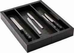 Merkloos Decopatent® Uitschuifbaar Bestekbak - Besteklade - 3 Vaks -> Uitschuifbaar Naar 5 Vakken - Bestekbakken Organizer - Bamboe - Zwart -Bestek Verkoop 1200x857 5