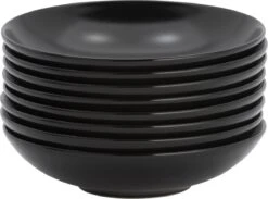 Lite-Body Hermes Pastabord - Set Van 8 Stuks - 21 Cm - Aardewerk - Zwart Mat