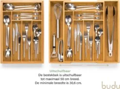 Budu Uitschuifbare Bamboe Bestekbak #45 (45 Cm Diep) - Bestekcassette Hout - Besteklade - 45 X 30,6 - 50 Cm - 6/8 Vakken -Bestek Verkoop 1200x901 5