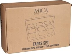 Mica Decorations - Luxe Tapas Set - 6 Zwarte Tapas Schaaltjes Op Houten Tapasplank - Servies - Borrelplank Olijfhout -Bestek Verkoop 1200x902 2